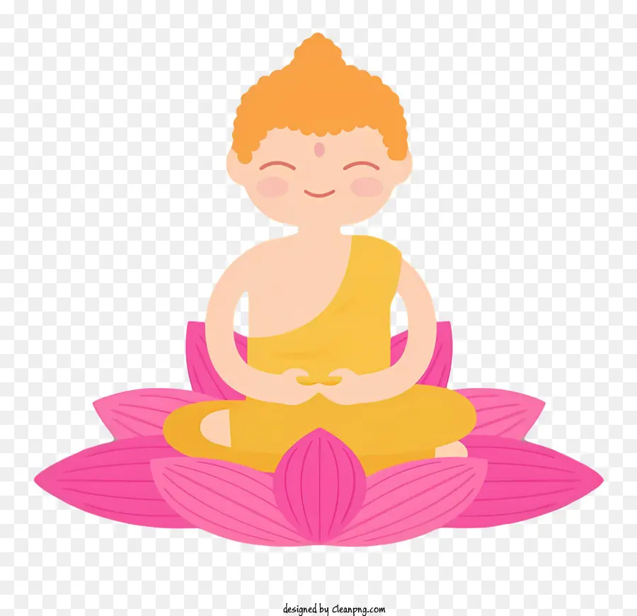 bodhi giorno - Monaco buddista sorridente che medita sul fiore di loto