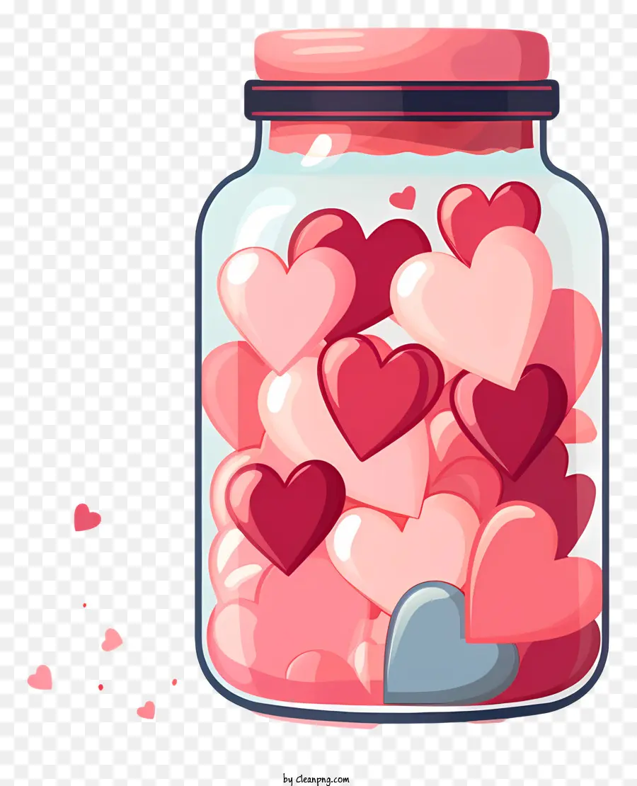 Valentinstag - Glas gefüllt mit rosa Herzen, die süß überfließen