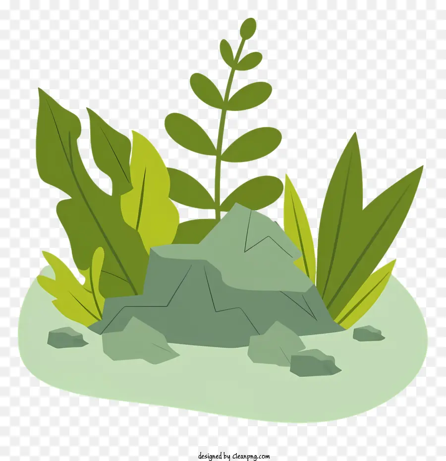 Cartoonpflanze grüne üppige Blätter - Kleine üppige grüne Pflanze mit Blattblättern