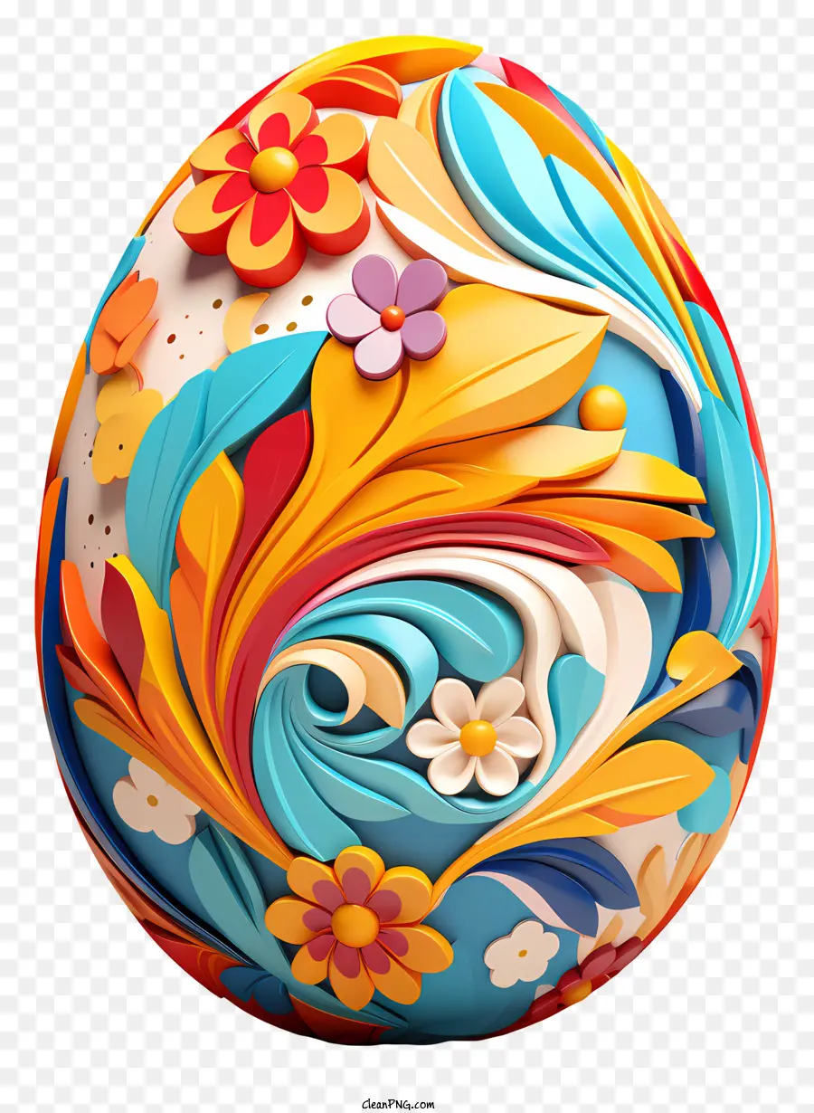 uovo di pasqua - Design di uova floreale astratto, vibrante e intricato con profondità