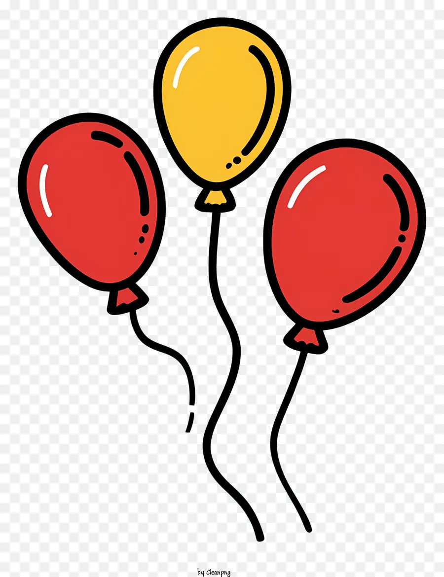 cartoon balloons red and yellow floating cluster