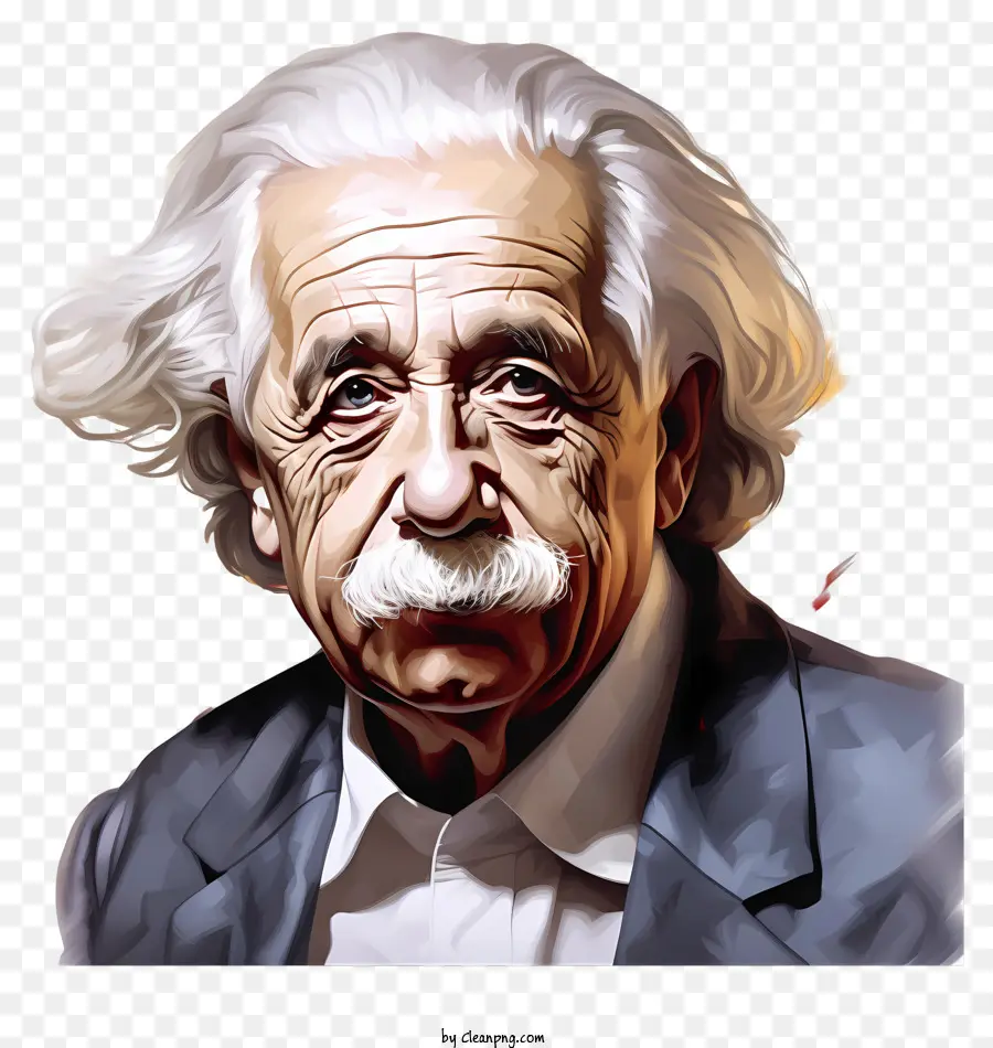 Albert Einstein - Ritratto iconico di Albert Einstein; 
espressione seria