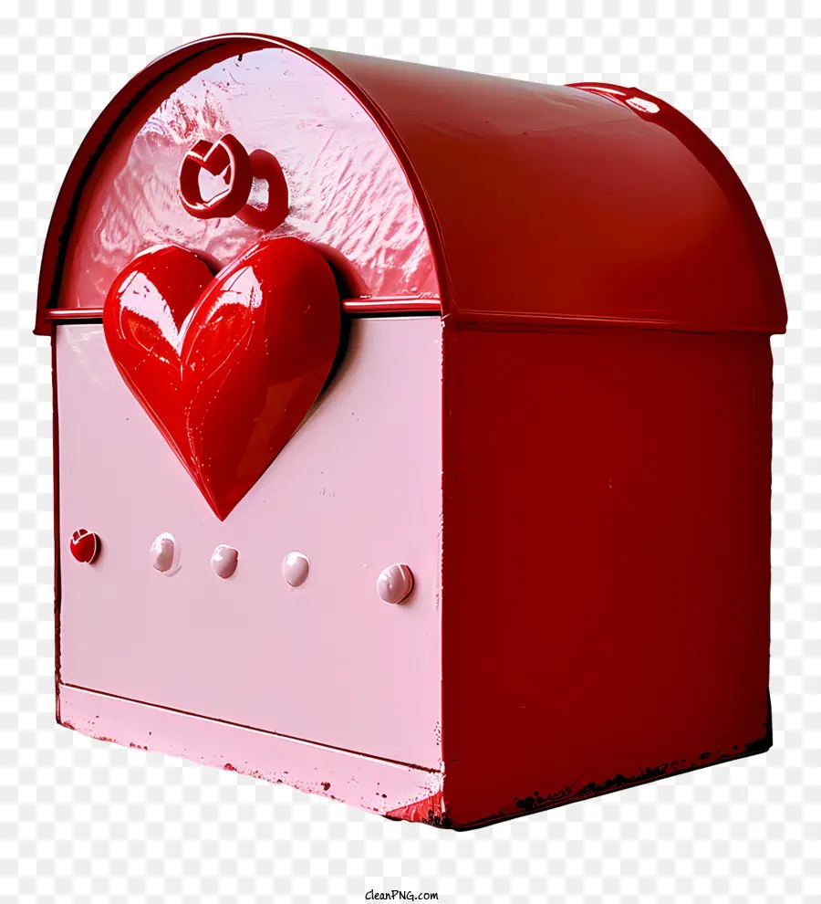 Valentine Mail Casella di cuore Cassetta postale Mailbox Red and Pink Cassetta di San Valentino Mailbox con maniglia cardiaca - Una cassetta postale a forma di cuore rossa con porta aperta