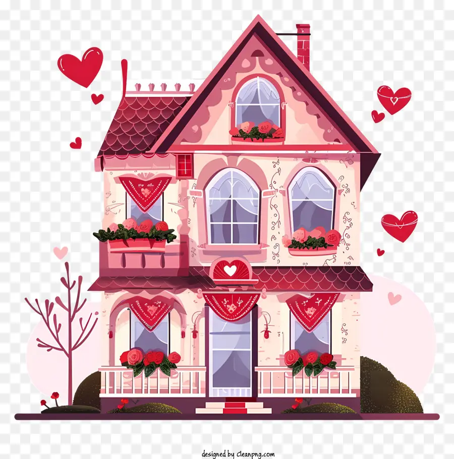 ghirlanda di fiori - Carnettina carina e romantica casa con palloncini e uccelli