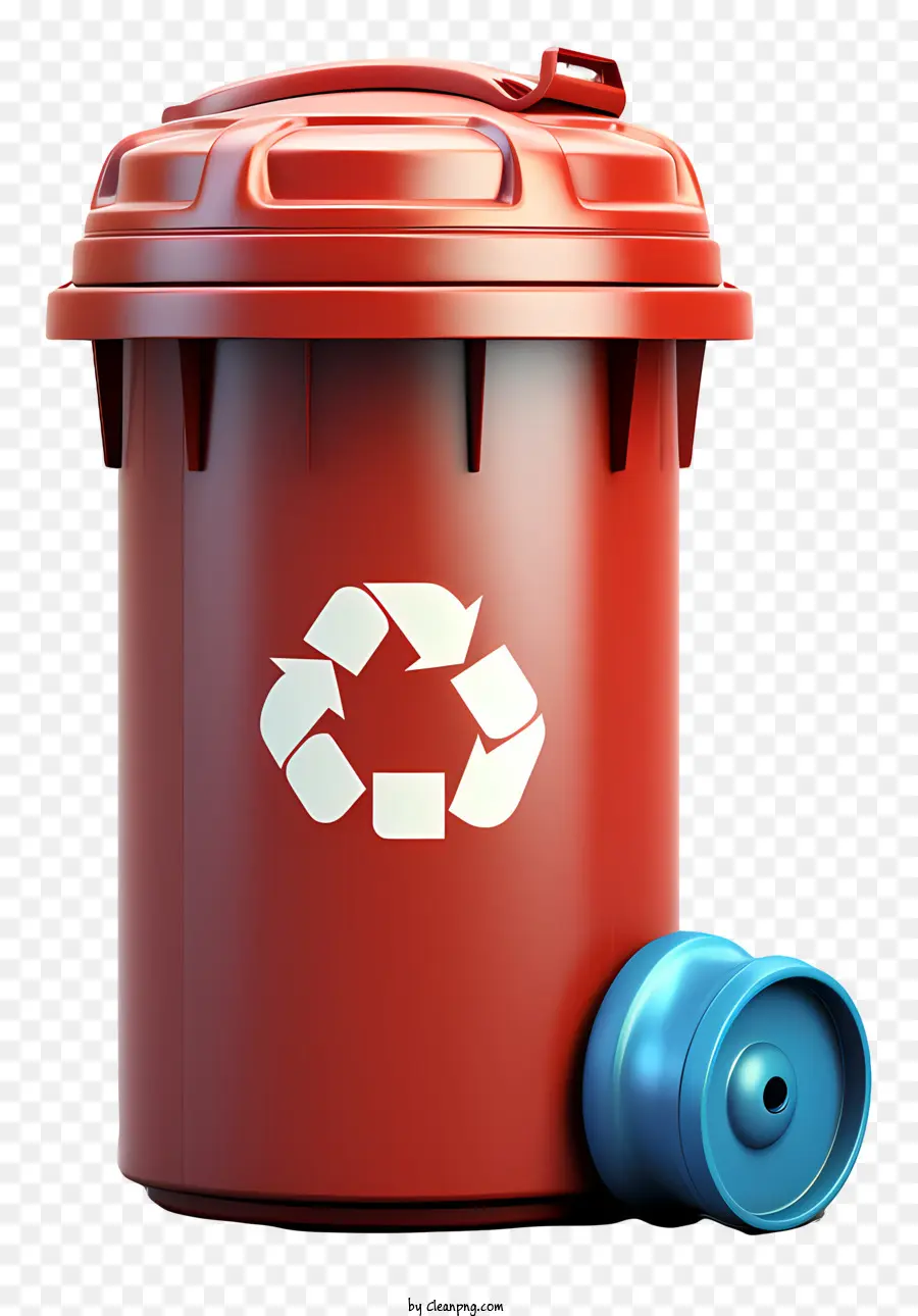 Cestino in stile 3D realistico Can spazzatura rossa può riciclaggio simbolo dei rifiuti domestici bin cestino dei rifiuti - Cestino rosso irrilevante con simbolo di riciclaggio