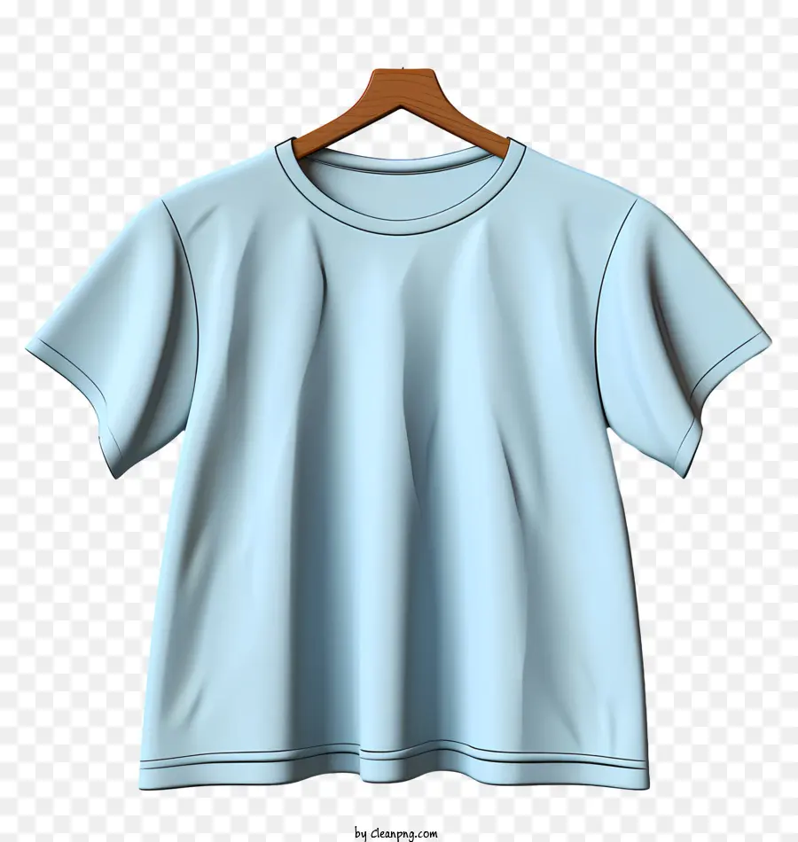 3D-Stil-T-Shirt auf Stoffbügel T-Shirt Hellblaue kurze Ärmel runder Ausschnitt - Hellblaues T-Shirt auf Kleiderbügel, kein Design