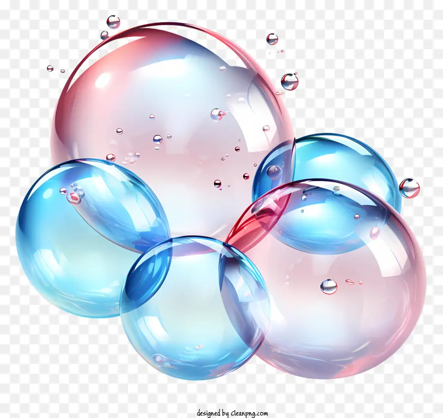 Seifenblasen - Gruppe von farbenfrohen Seifenblasen, die in der Luft schweben
