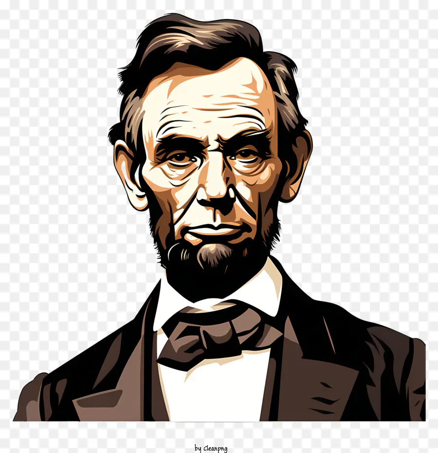 Abraham Lincoln Porträt Abraham Lincoln Porträt schwarz -weißer schwarzer Anzug - Digitale Illustration eines ernsthaften Abraham Lincoln -Porträts