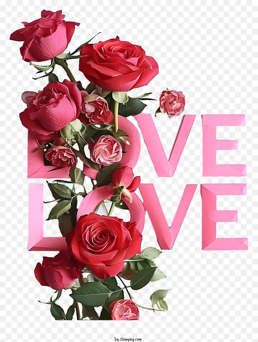 Valentine Love Love Poster Rosen - Großes rosa Rosenplakat Rechtschreibung 