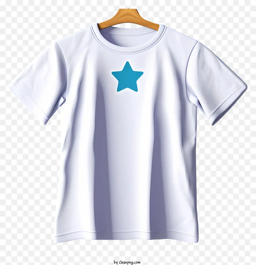 Blue Star - Weißes T-Shirt mit blauem Sterndesign, leichtem Stoff