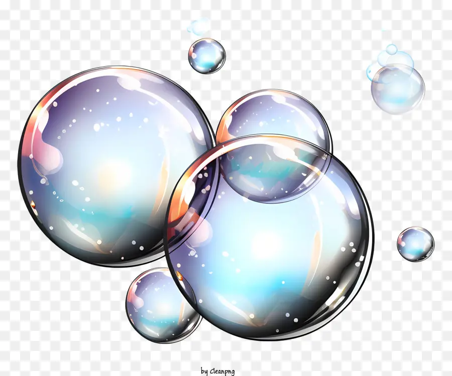 bolle di sapone - Primo piano di bolle di sapone colorate e trasparenti galleggianti