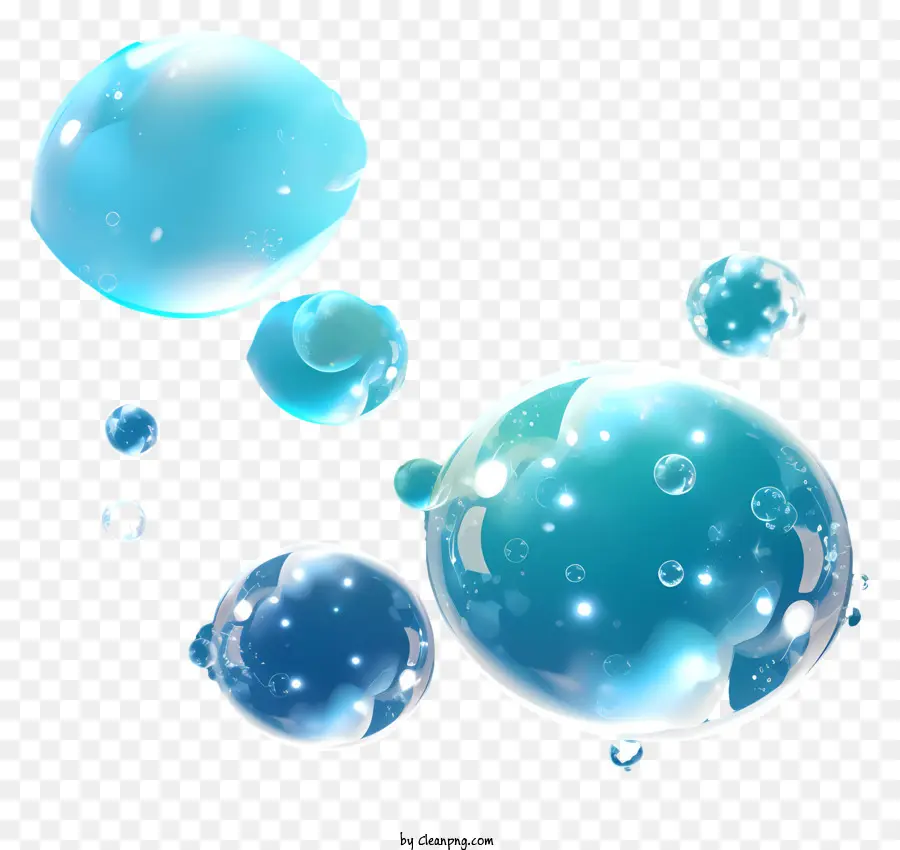 Wasser Blasen - Transparente Wasserblasen mit weißer Umriss schweben mitten in der Luft