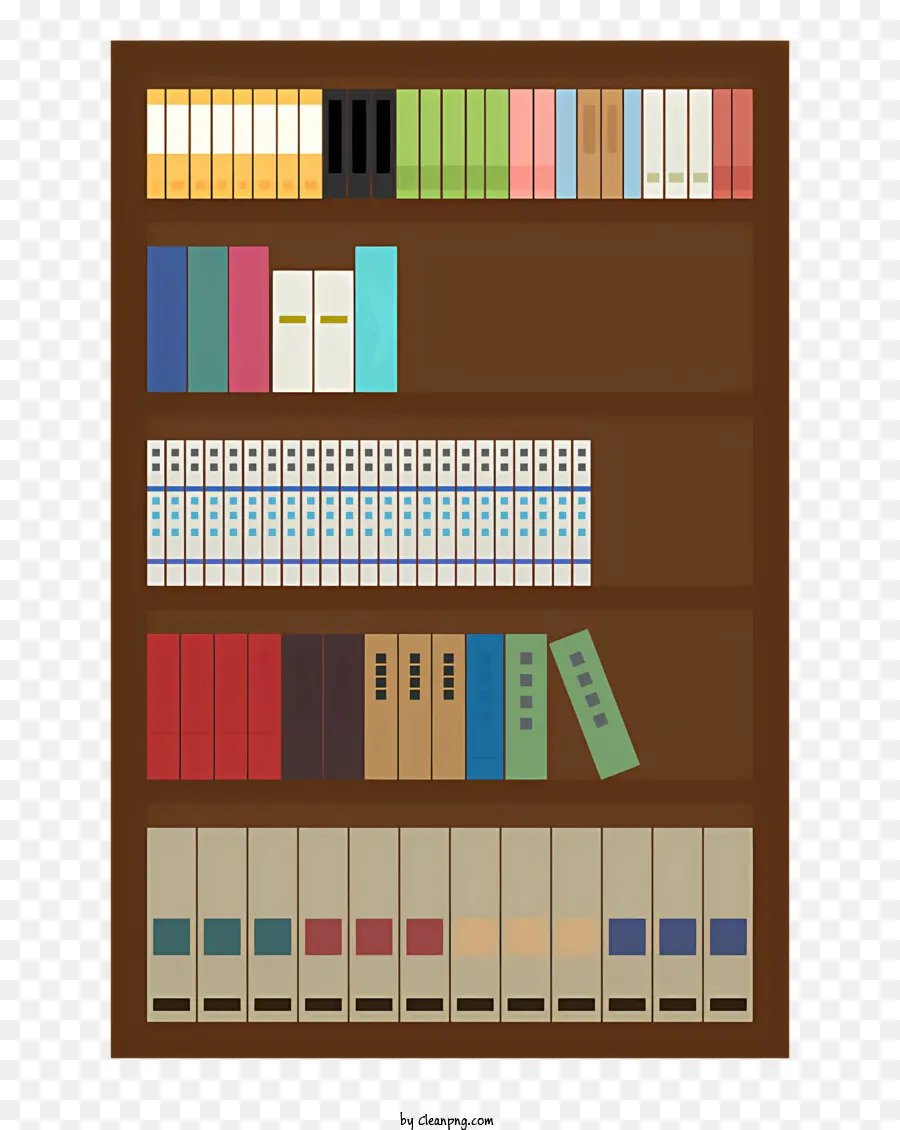 Bander dell'istruzione Libri Scaffali in legno - Uno scaffale pulito con libri e raccoglitori