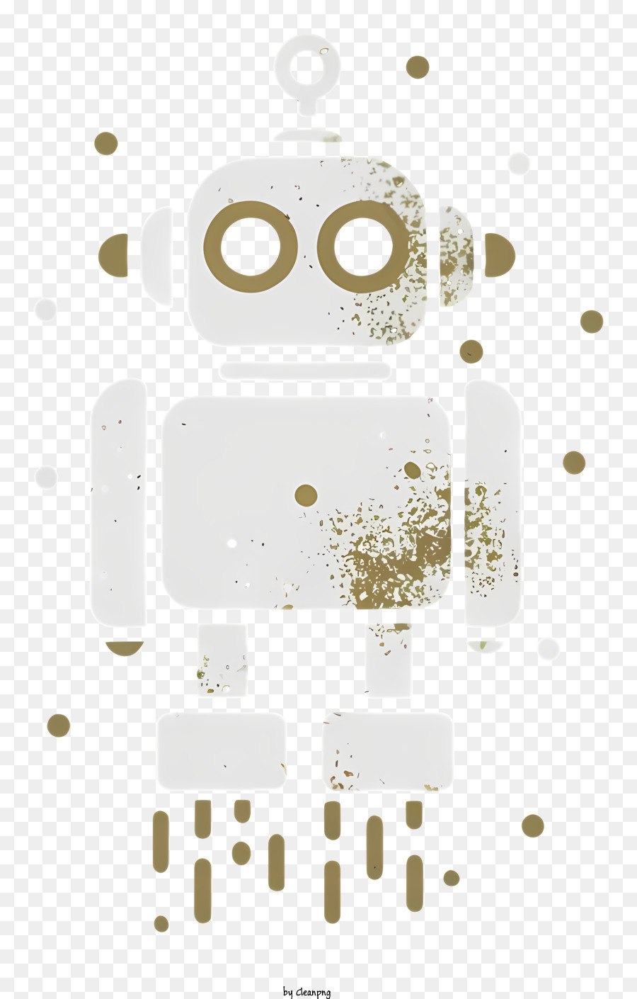 Phim hoạt hình Robot Curious Biểu hiện hai chân ra dang ra - Robot tò mò trong áo sơ mi trắng với cánh tay dang ra