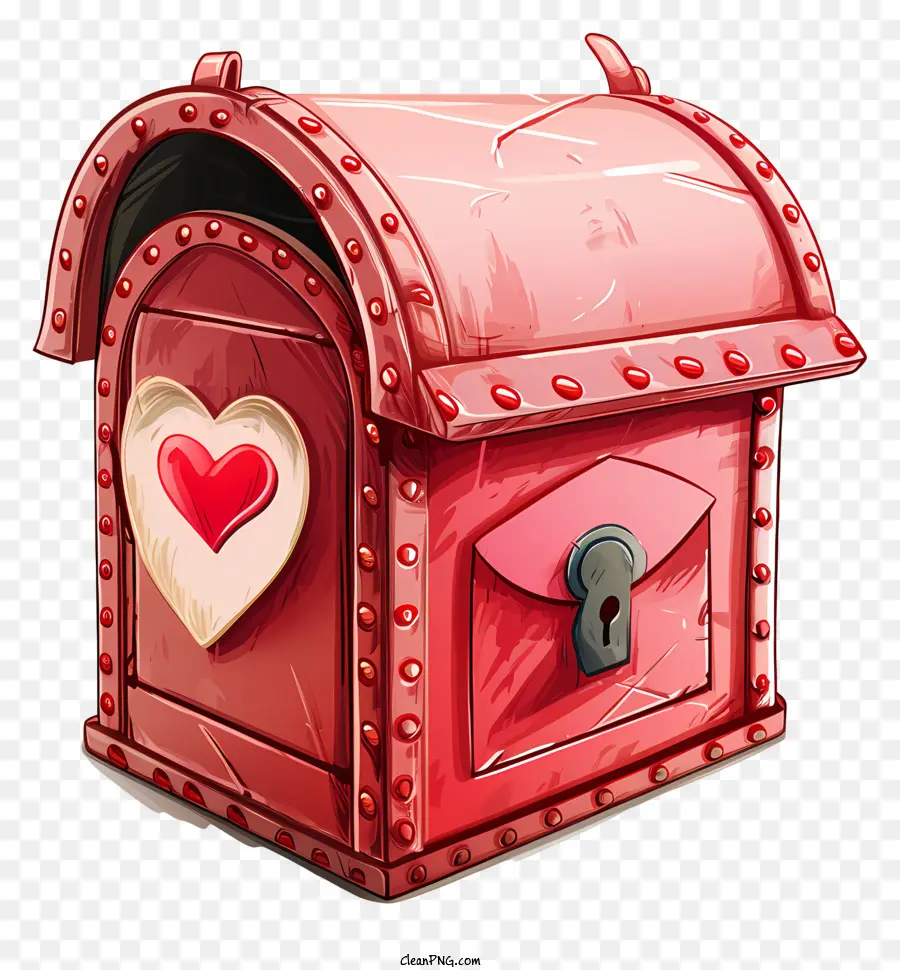 Casella postale di San Valentino Small Box in legno a forma di blocco a forma di carico a filo rosso - Piccola scatola di legno con serratura a forma di cuore e buco della serratura