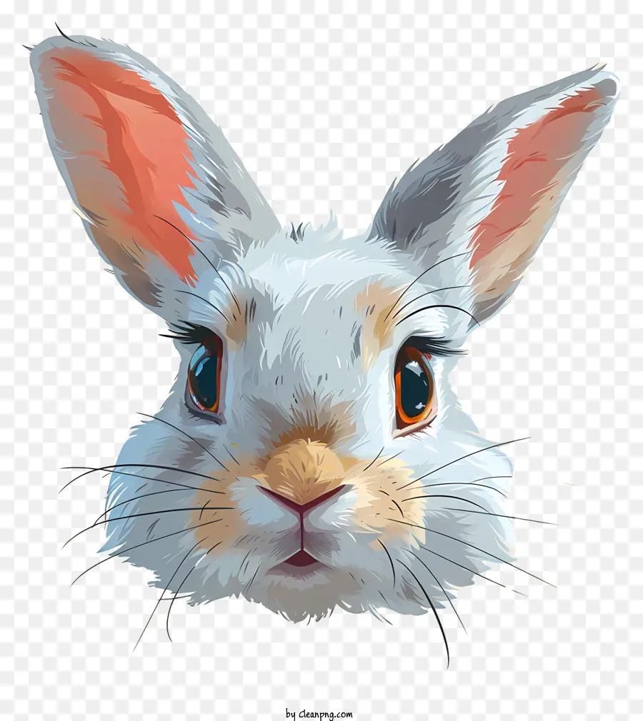 Bunny Face thỏ trắng thỏ nâu mắt to - Thỏ trắng với đôi mắt nâu và mũi hồng