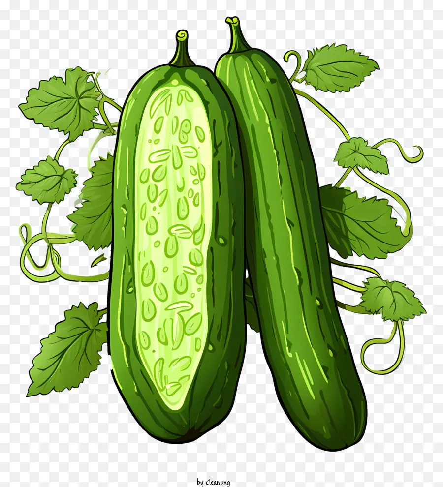 doodle style cucumber cucumber green cucumber sliced cucumber yellow skin