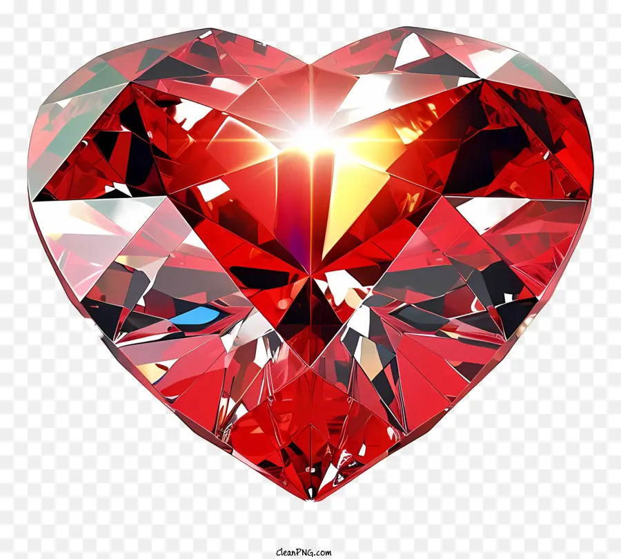 Valentine Herz Diamantikon Red Diamond Heart Sonne glänzende leuchtende Lichtkreis von Diamanten - Red Diamond Heart scheint mit hellen Diamanten umliegend