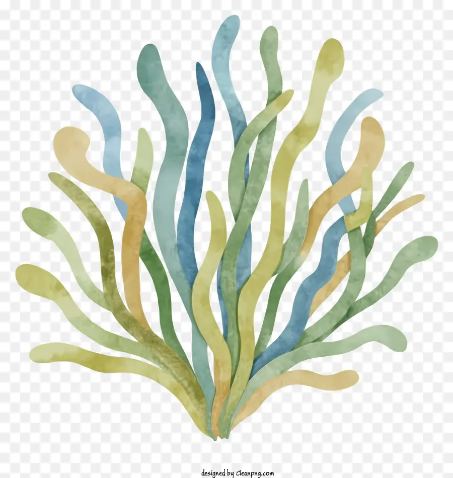 Arte di alghe di fumetti Colori artistici colorati di alghe verdi e blu - L'immagine colorata e artistica di alghe evoca la serenità della natura