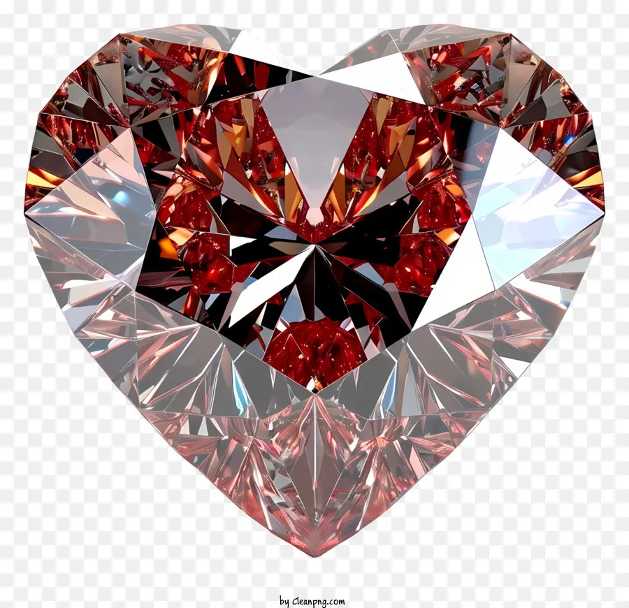 Realistische 3D Valentine Herz Diamant Herzförmiges Diamant Mehrfarbig Diamants Voliziertes Diamantanordnungsbild, auffälliges Bild zu sehen - Buntes herzförmiges Diamant aus kleineren Diamanten