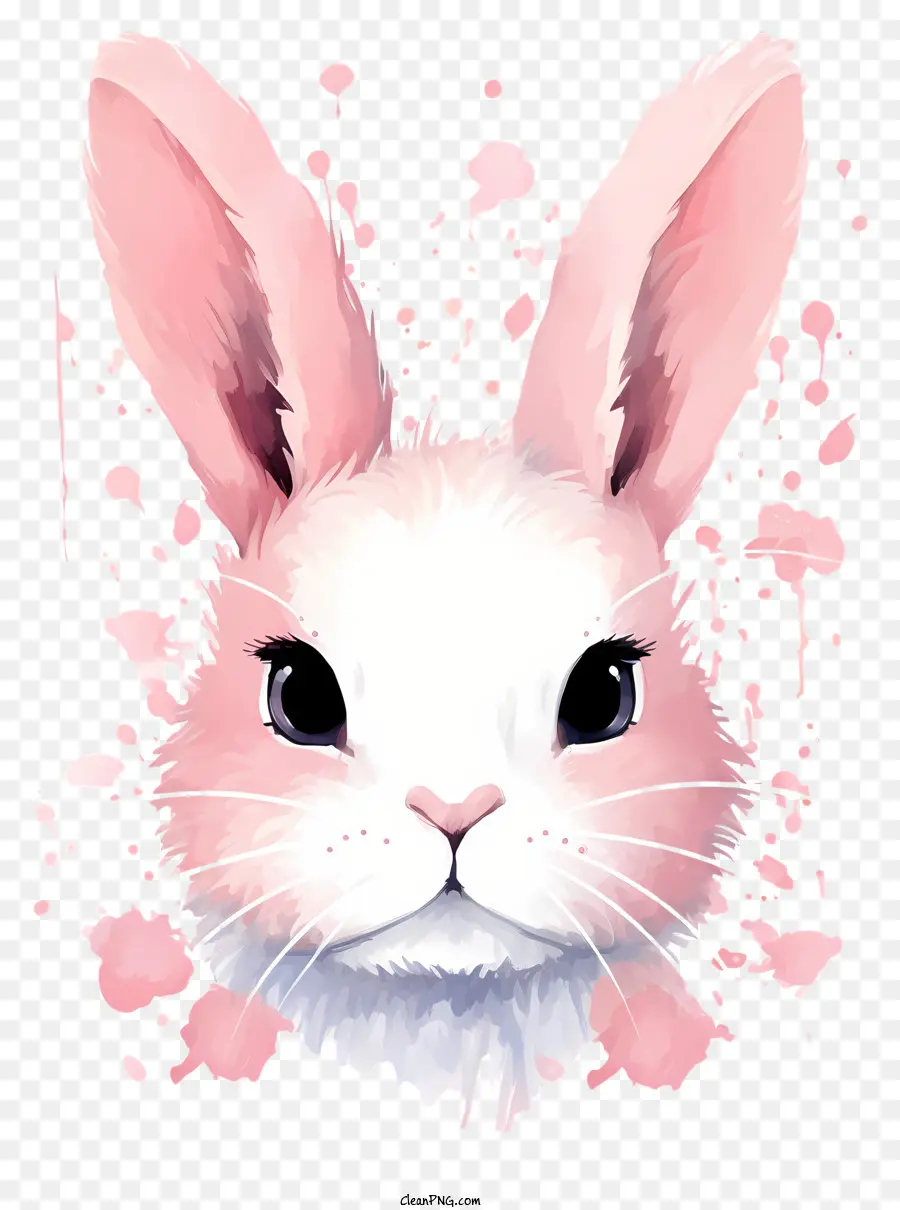 trắng biên giới - Bunny màu hồng với splatter trắng và hồng