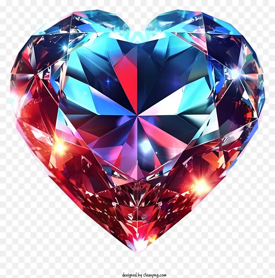 isometric style valentine heart diamond heart-shaped gemstone multicolored crystals sharp edges