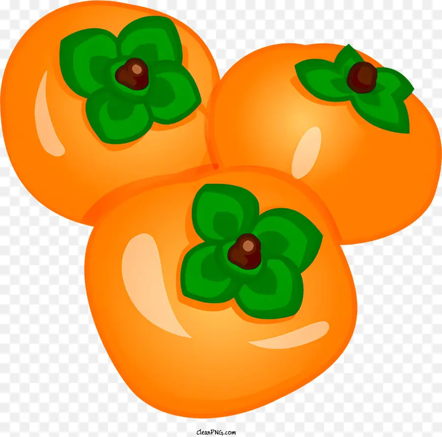 Icon Orange Früchte grüne Blätter Pfirsiche Pflaumen - Drei orangefarbene Früchte, die Pfirsiche oder Pflaumen ähneln