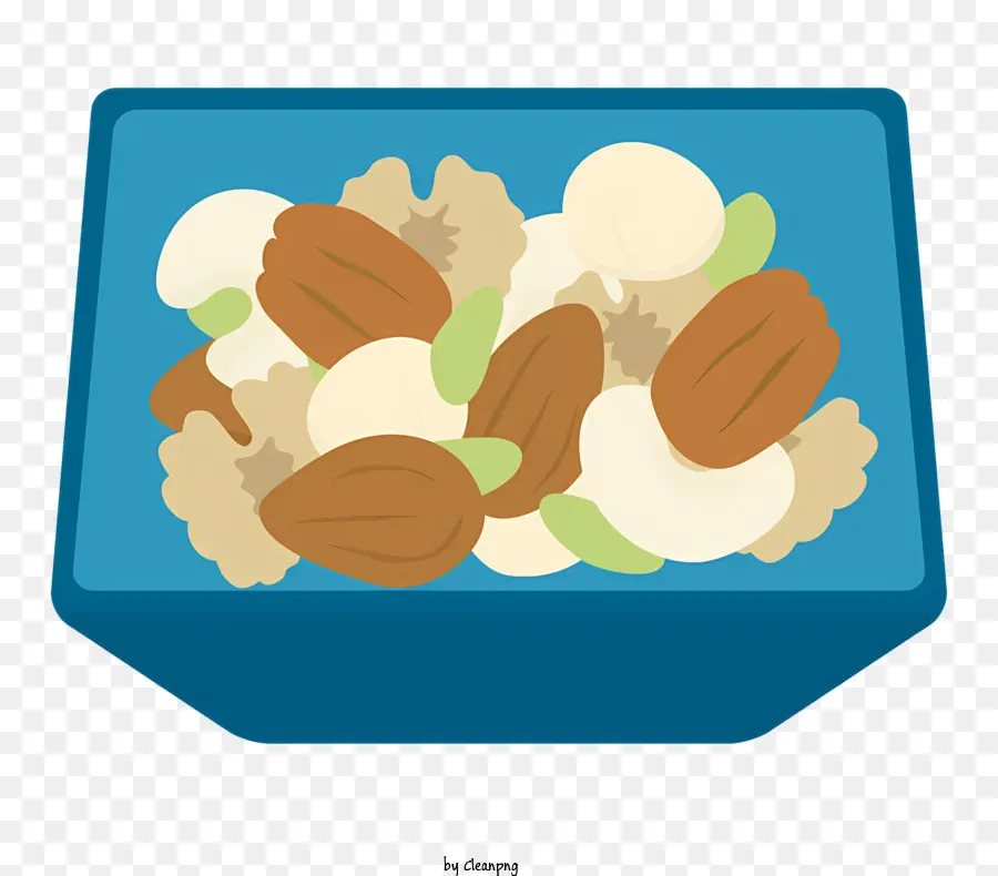 Lebensmittel gemischte Nüsse Samen Mandel Walnüsse - Verschiedene Nüsse und Samen in blauer Schüssel