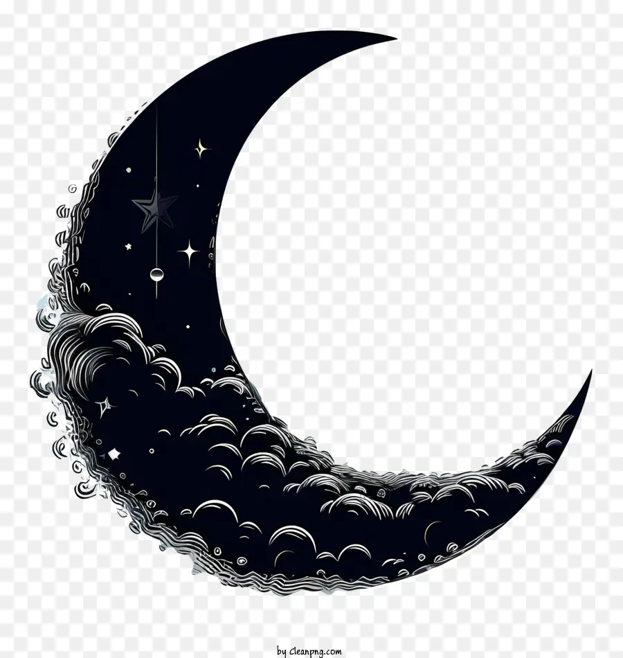 mặt trăng lưỡi liềm - Bầu trời đêm bình tĩnh với mặt trăng lưỡi liềm và các vì sao