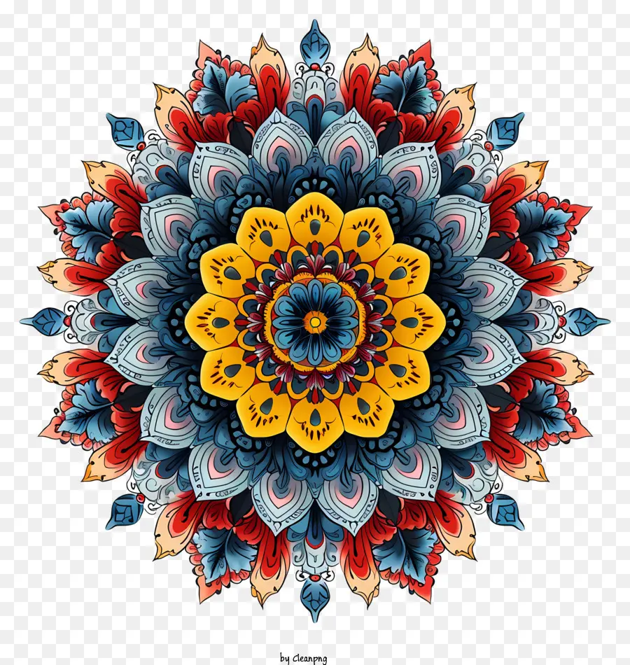 Mandala - Kreisförmiges Design von Blumen mit bunten Blütenblättern