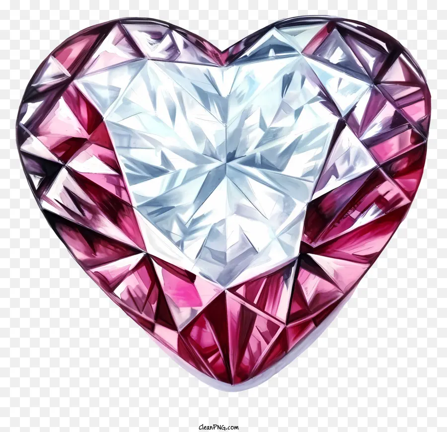 Handgezogener Valentinstag Herz Diamant herzförmiges Diamantsymbol des Liebesymbols der Schönheit Hochspiegelend Diamant - Buntes herzförmiges Diamant auf einem schwarzen Hintergrund