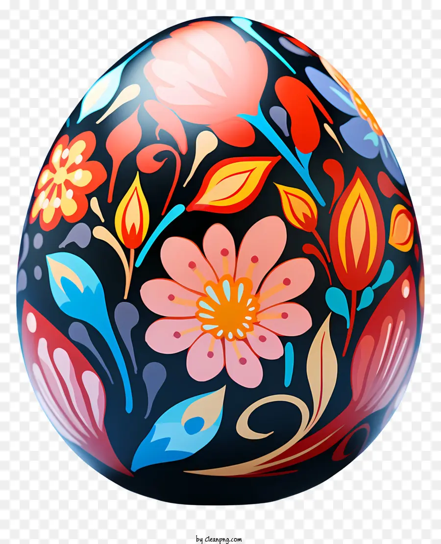 trứng phục sinh - Mô hình hoa đầy màu sắc trên hình minh họa trứng trang trí