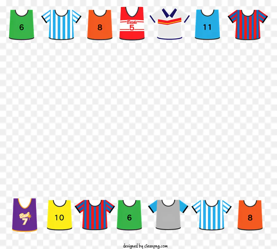 biểu tượng số áo bóng đá trên áo sơ mi của áo sơ mi màu sắc khác nhau - Nhiều chiếc áo bóng đá khác nhau với số và phong cách duy nhất