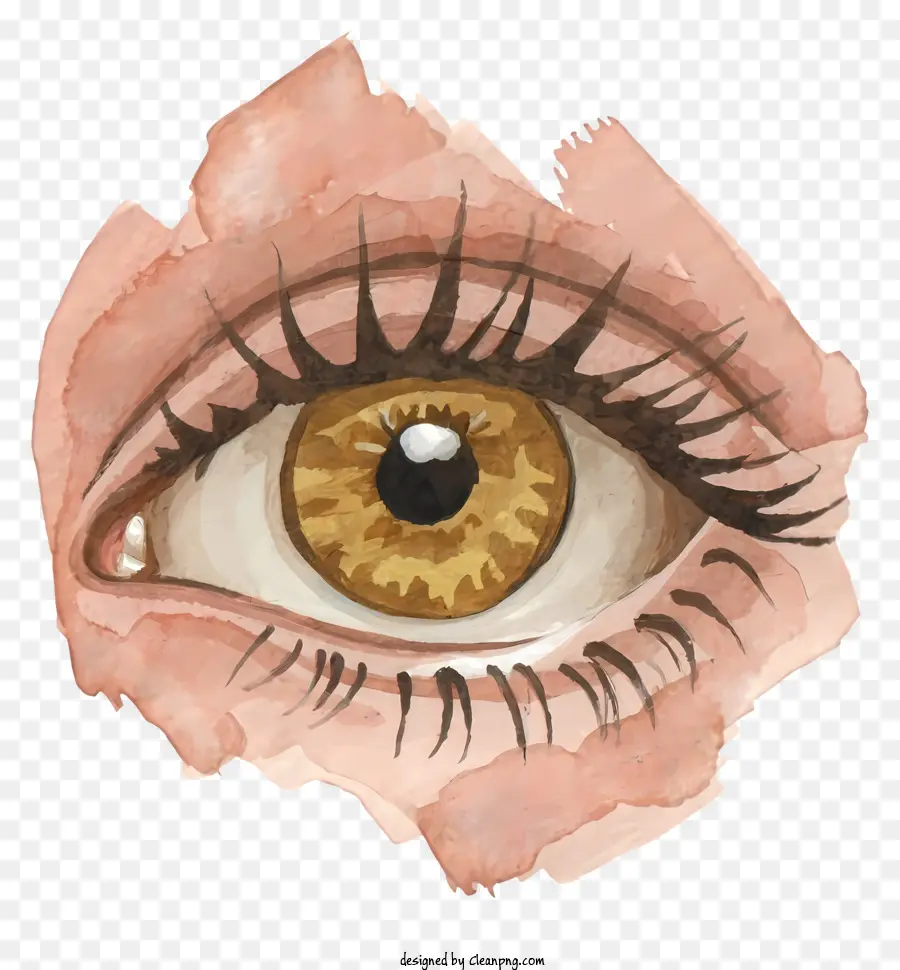 Cartoon Augenmalerei Aquarellkunst braune Augen lange Wimpern - Braunes Auge mit langen Wimpern, schimmernden Iris