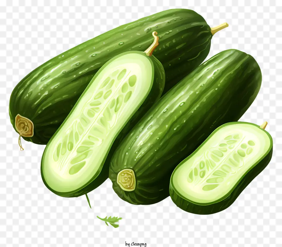 realistic style cucumber cucumbers green cucumbers round cucumbers sliced cucumbers