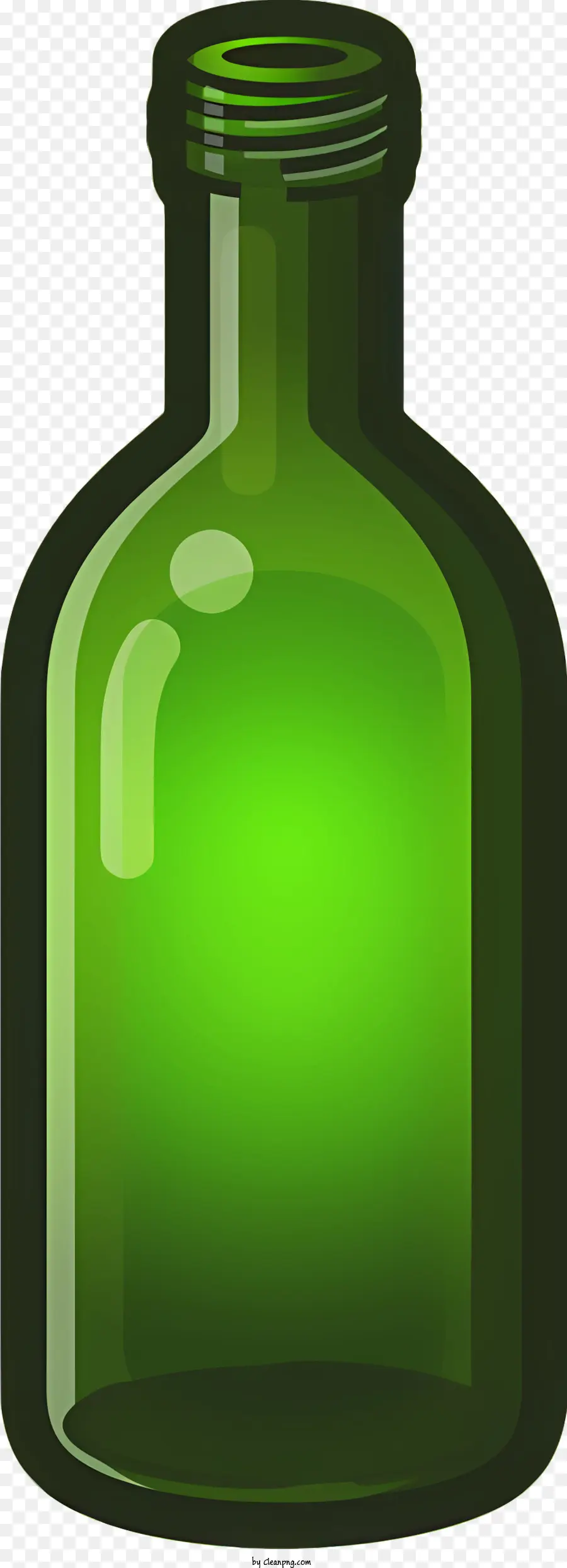 Icon Green Flasche Clear Glasflasche rundes Bodenflasche abgerundete Nackenflasche - Leere grüne Flasche mit breitem Mund und breitem Hals