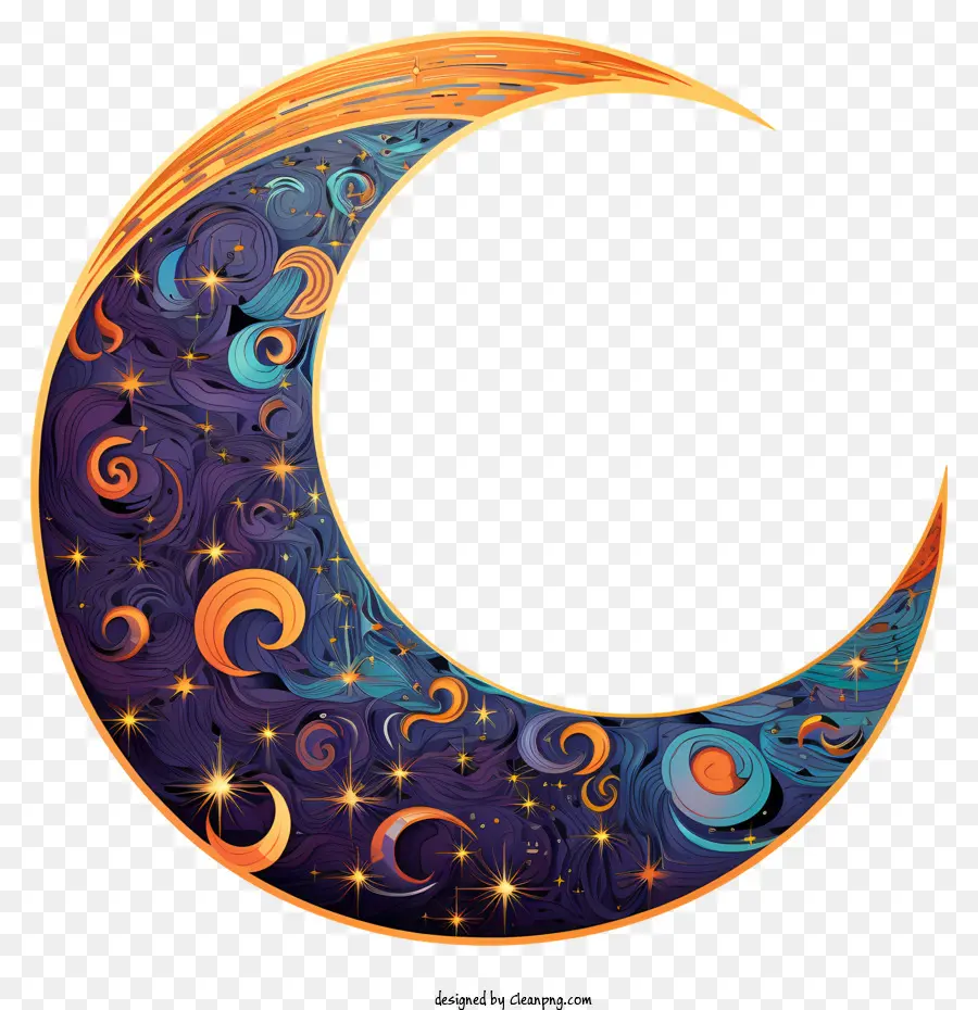 mặt trăng lưỡi liềm - Mặt trăng lưỡi liềm với màu vàng và màu cam
