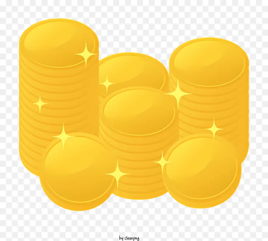 Geschäft mit goldenen Münzen, die Münzen strahlend Münzen gestapelt haben, Münzen - Funkelnder, symmetrischer Haufen polierter Goldmünzen