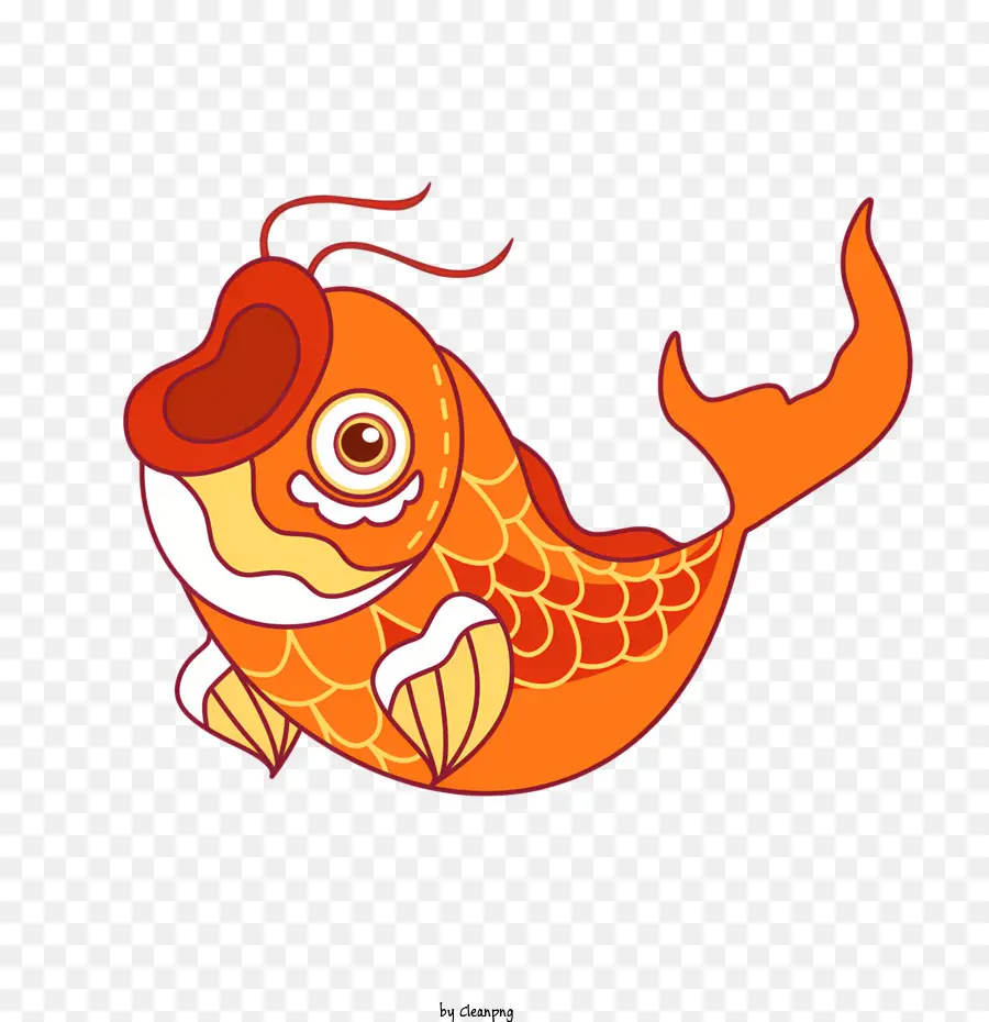 Futter Orange Fisch gestreifter Schwanzfisch großäugige Fischfische mit spitzer Nase - Ein orangefarbener Fisch mit gestreiften Schwanzschwimmen