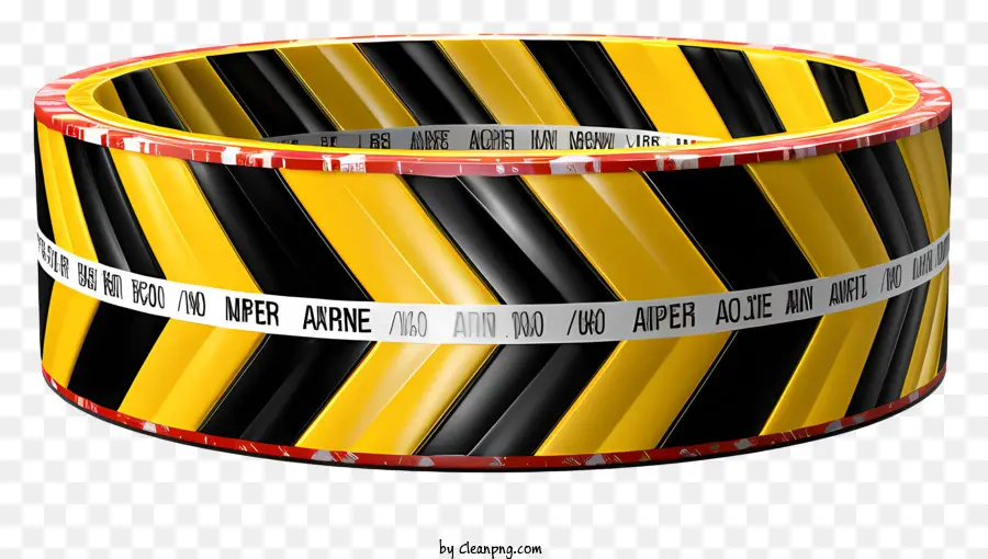 Banda a spirale di cautela in stile 3D realistico fascia a strisce a strisce nera e gialla band arricciata - Banda a spirale a strisce nera e gialla arricciata