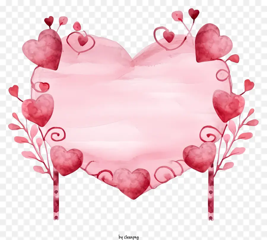 hoa hồng - Trái tim màu nước màu hồng với trung tâm trống, được đóng khung bởi hoa hồng và nền đen. 
Tượng trưng cho tình yêu và tình cảm