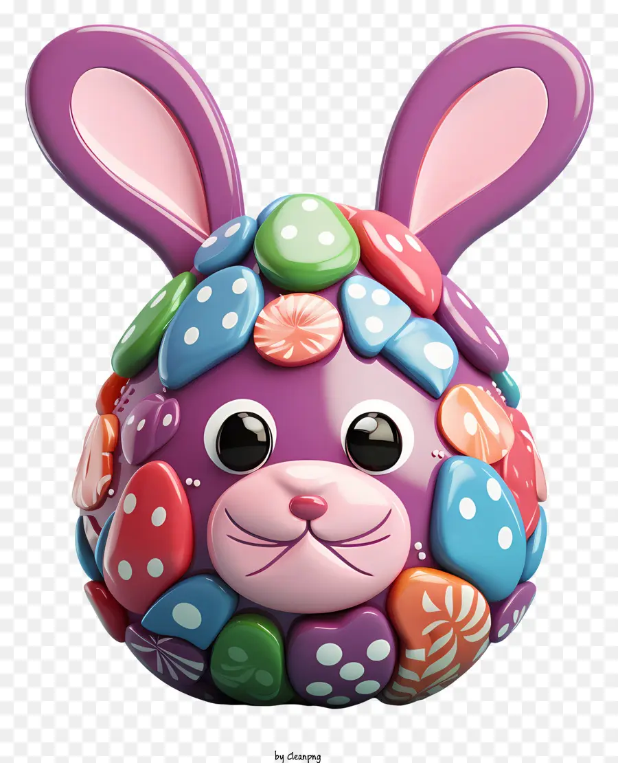 Hasenohren mit Osterei -Kunststoff -Hasen -Kopf -Süßigkeiten Big Red Bow Bunny Ohren - Plastikhasenkopf mit Süßigkeiten -Streuseln und Bug