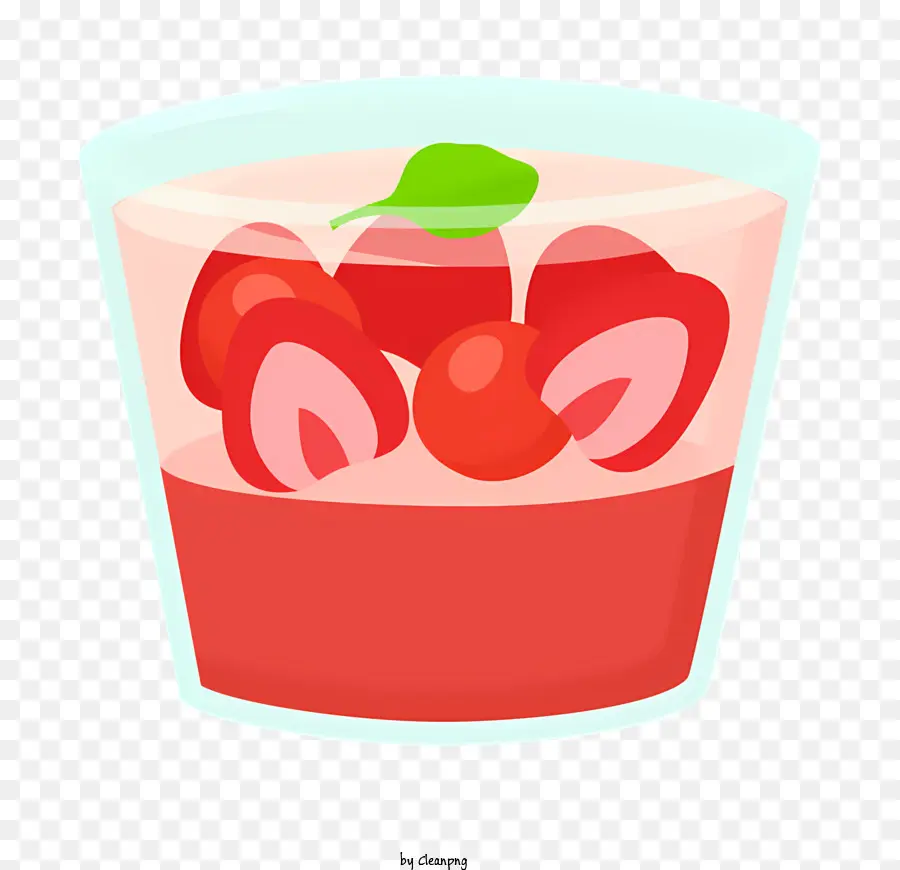 Erdbeere - Realistisches Bild von Glas mit Erdbeeren und Creme