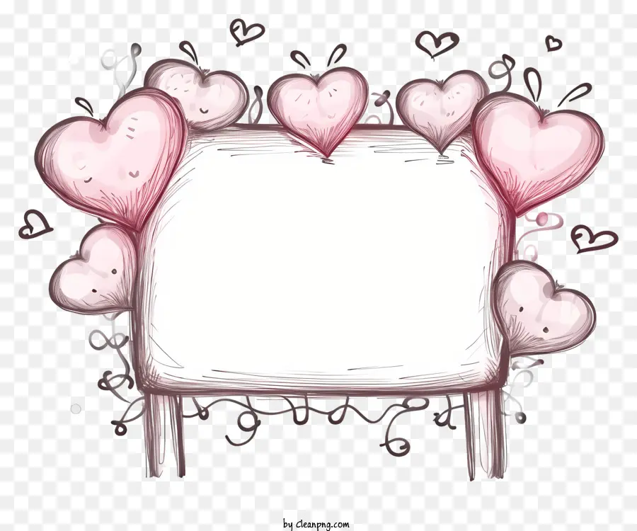doodle valentine sign board drawing frame hearts whiteboard