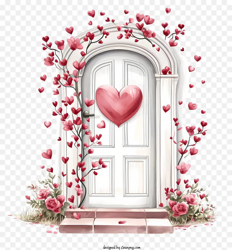 Porta di San Valentino Porta a forma di cuore Vines Cuori Hanging Porta con un buco del cuore - Porta con buco a forma di cuore, fiori, viti, cuori