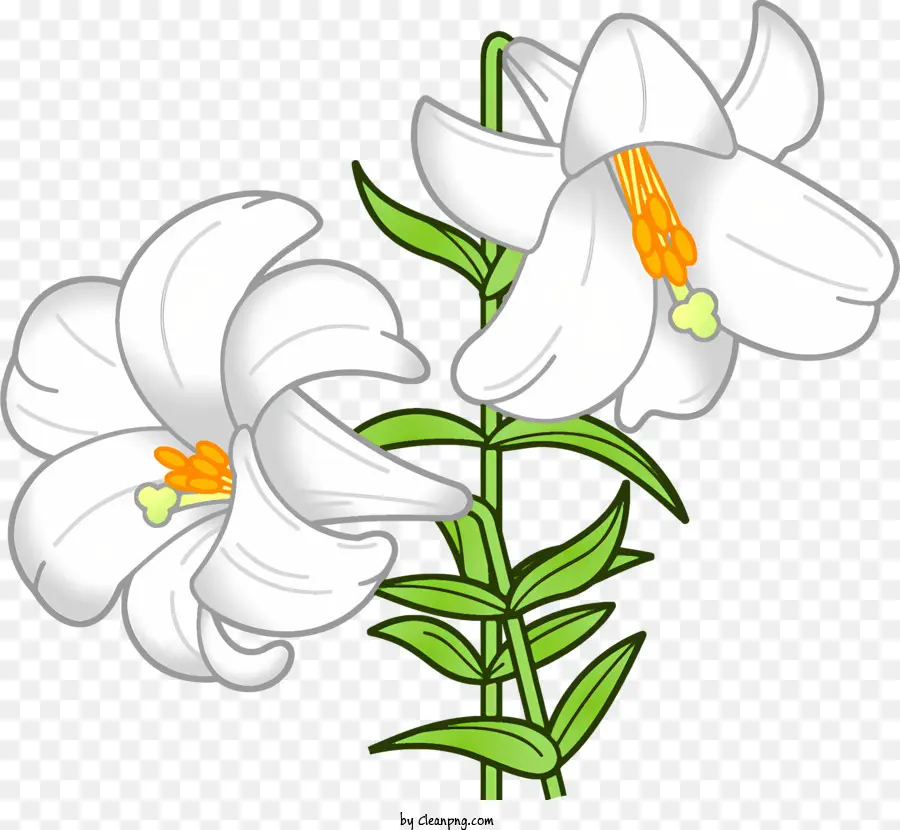 Icon weiße Lilien grüne Blätter gelbe Zentren Blumen in einer Vase - Symmetrische weiße Lilien mit grünen Blättern