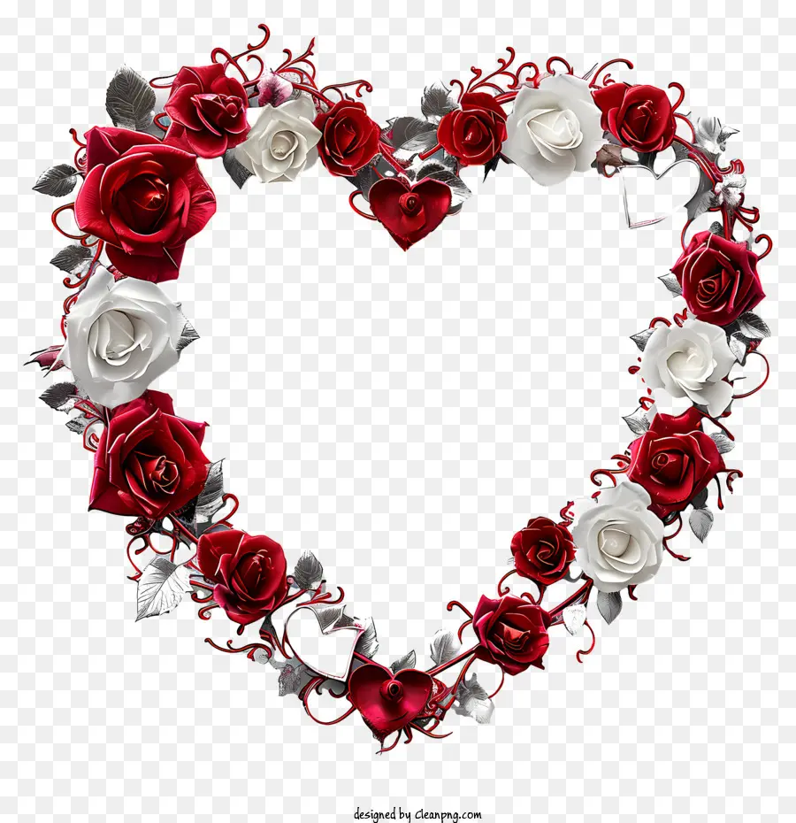 valentine khung - Hình ảnh vòng hoa hồng đỏ và trắng