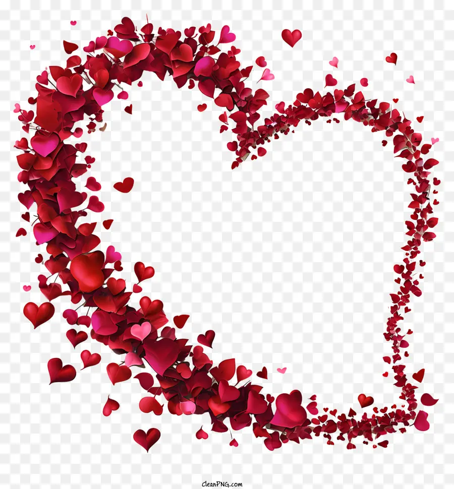 valentine khung - Trái tim giấy đỏ được bao quanh bởi trái tim nhỏ hơn