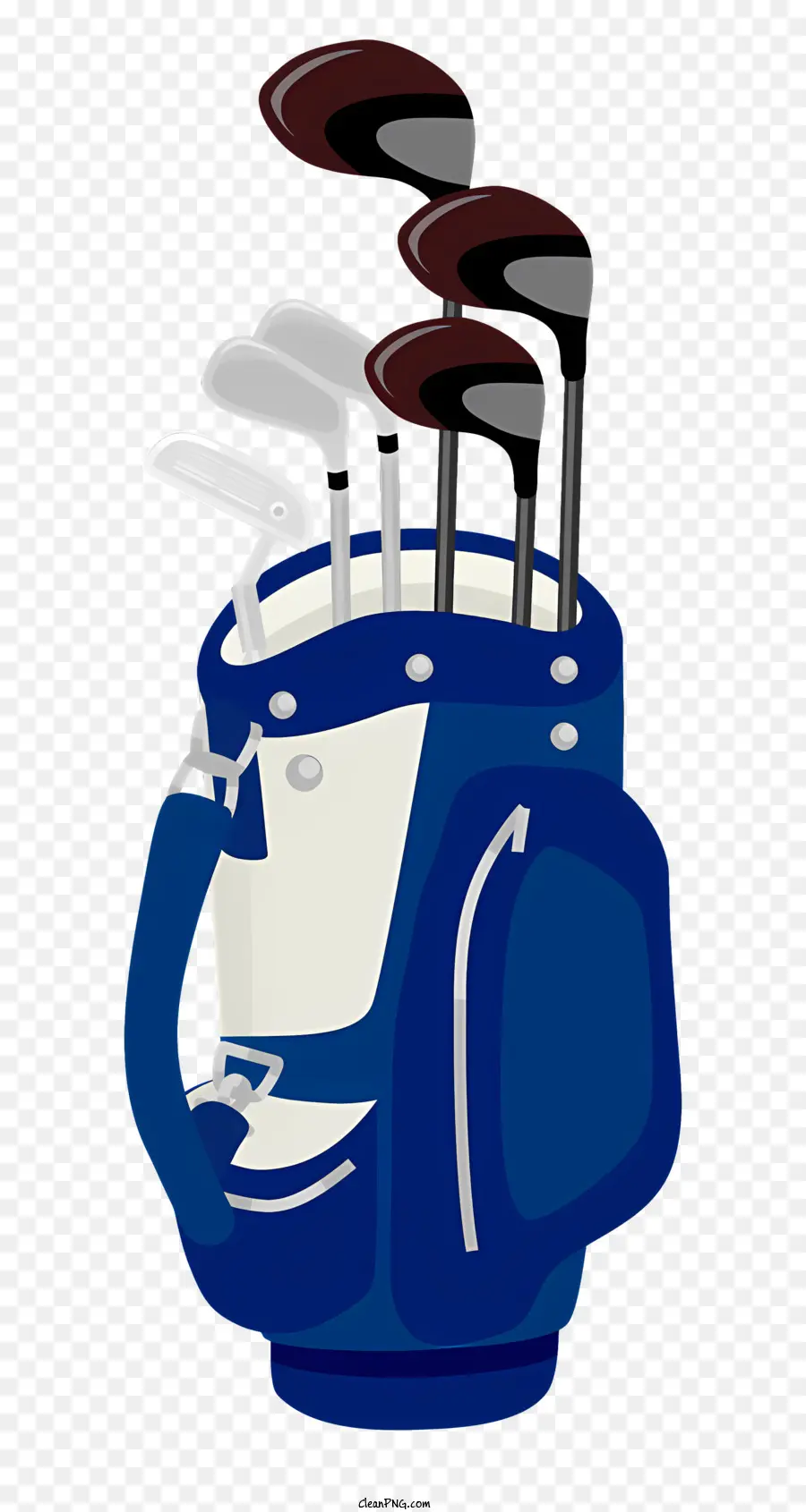 Icon Golf Bag Golfschläger Blue Golf Bag Weißer Griff - Blue Golf Bag mit Clubs auf schwarzem Hintergrund