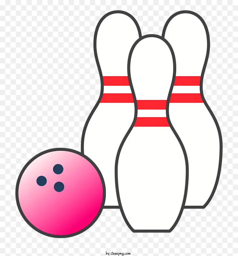 Biểu tượng Bowling Pink Bowling Bowling Bowling Bowling Red và White Bowling Alley - Quả bóng bowling màu hồng trên ghim màu đỏ và trắng